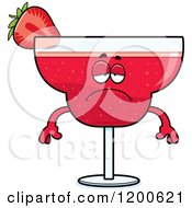 Cartoon Of A Depressed Strawberry Daiquiri Mascot Royalty Free Vector Clipart
