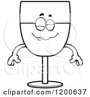Cartoon Of A Black And White Drunk Wine Glass Character Royalty Free Vector Clipart by Cory Thoman