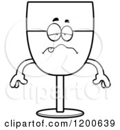 Cartoon Of A Black And White Sick Wine Glass Character Royalty Free Vector Clipart by Cory Thoman