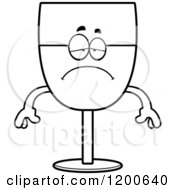 Cartoon Of A Black And White Depressed Wine Glass Character Royalty Free Vector Clipart by Cory Thoman