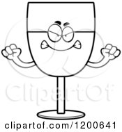 Cartoon Of A Black And White Mad Wine Glass Character Royalty Free Vector Clipart by Cory Thoman