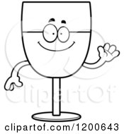 Cartoon Of A Black And White Friendly Waving Wine Glass Character Royalty Free Vector Clipart