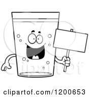 Cartoon Of A Black And White Happy Beer Mascot Holding A Sign Royalty Free Vector Clipart