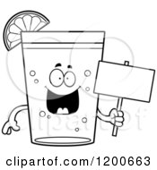 Cartoon Of A Black And White Happy Beer Mascot With A Lime Wedge Holding A Sign Royalty Free Vector Clipart
