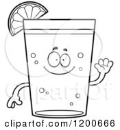 Poster, Art Print Of Black And White Friendly Waving Beer Mascot With A Lime Wedge