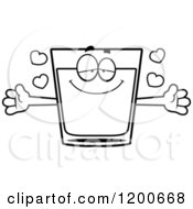 Black And White Loving Shot Glass Mascot With Hearts And Open Arms