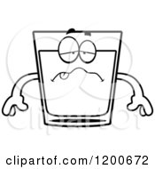 Cartoon Of A Black And White Sick Shot Glass Mascot Royalty Free Vector Clipart