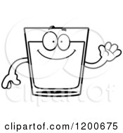 Black And White Friendly Waving Shot Glass Mascot