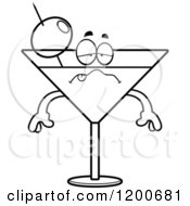 Cartoon Of A Black And White Sick Martini Mascot Royalty Free Vector Clipart by Cory Thoman