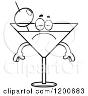 Cartoon Of A Black And White Depressed Martini Mascot Royalty Free Vector Clipart by Cory Thoman