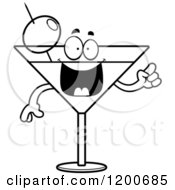 Cartoon Of A Black And White Smart Martini Mascot Royalty Free Vector Clipart