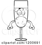 Cartoon Of A Black And White Depressed Champagne Mascot Royalty Free Vector Clipart