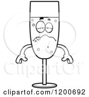 Cartoon Of A Black And White Sick Or Drunk Champagne Mascot 2 Royalty Free Vector Clipart