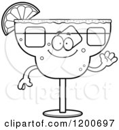 Cartoon Of A Black And White Friendly Waving Margarita Mascot Royalty Free Vector Clipart
