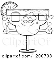 Black And White Loving Margarita Mascot With Open Arms And Hearts