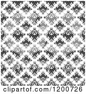 Clipart Of A Black And White Seamless Damask Pattern Royalty Free Vector Illustration by Arena Creative #COLLC1200726-0094