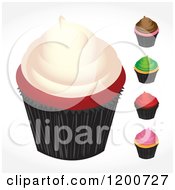 Clipart Of Cupcakes With Different Colored Frosting Royalty Free Vector Illustration