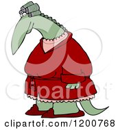 Clipart Of A Female Dinosaur In Curlers And A Robe Royalty Free Vector Illustration