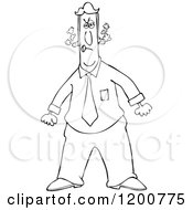 Cartoon Of An Outlined Angry Man Steaming Mad And Clenching His Fists Royalty Free Vector Clipart