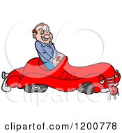 Poster, Art Print Of Mad Male Driver In A Sick Broken Down Car