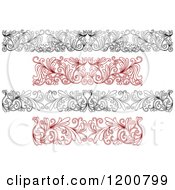 Poster, Art Print Of Black And White And Red Ornate Floral Borders