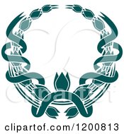 Poster, Art Print Of Vintage Teal Coat Of Arms Wreath With Ribbons 4
