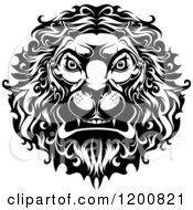 Black And White Angry Lion Head