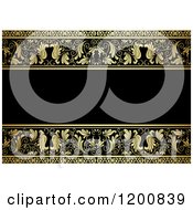 Poster, Art Print Of Vintage Ornate Black And Gold Ornate Background With Text Space