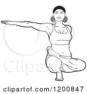 Poster, Art Print Of Black And White Woman Stretching In The Ardha Baddha Padma Yoga Pose