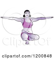 Clipart Of A Fit Woman In Purple Stretching In The Ardha Baddha Padma Yoga Pose Royalty Free Vector Illustration