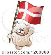Poster, Art Print Of Teddy Bear With A Denmark Flag