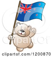 Poster, Art Print Of Teddy Bear With A New Zealand Flag