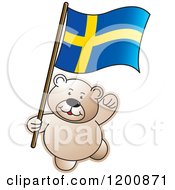 Poster, Art Print Of Teddy Bear With A Sweden Flag