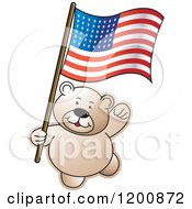 Poster, Art Print Of Teddy Bear With An American Flag