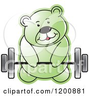 Poster, Art Print Of Green Teddy Bear Lifting A Barbell