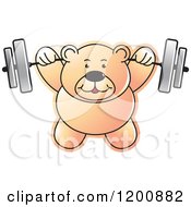 Poster, Art Print Of Strong Teddy Bear Lifting A Barbell