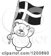 Poster, Art Print Of Black And White Teddy Bear With A Denmark Flag