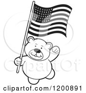 Poster, Art Print Of Black And White Teddy Bear With An American Flag