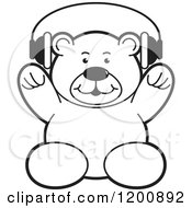 Poster, Art Print Of Black And White Teddy Bear Wearing Headphones