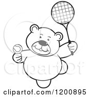 Poster, Art Print Of Black And White Teddy Bear Playing Tennis