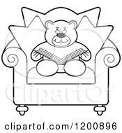 Poster, Art Print Of Black And White Teddy Bear Reading A Book In A Chair