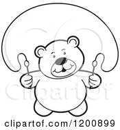 Poster, Art Print Of Black And White Teddy Bear Using A Jump Rope