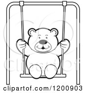 Poster, Art Print Of Black And White Teddy Bear Swinging