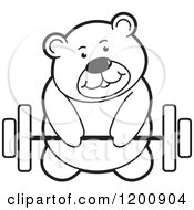Poster, Art Print Of Black And White Teddy Bear Lifting A Barbell