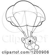 Poster, Art Print Of Black And White Teddy Bear Floating With A Parachute