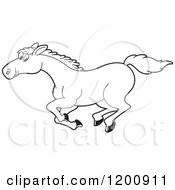 Poster, Art Print Of Black And White Outlined Running Horse