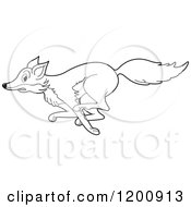 Poster, Art Print Of Black And White Outlined Running Fox