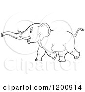 Poster, Art Print Of Black And White Outlined Running Elephant