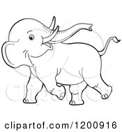 Poster, Art Print Of Cute Black And White Outlined Playful Baby Elephant