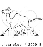 Poster, Art Print Of Black And White Outlined Running Camel